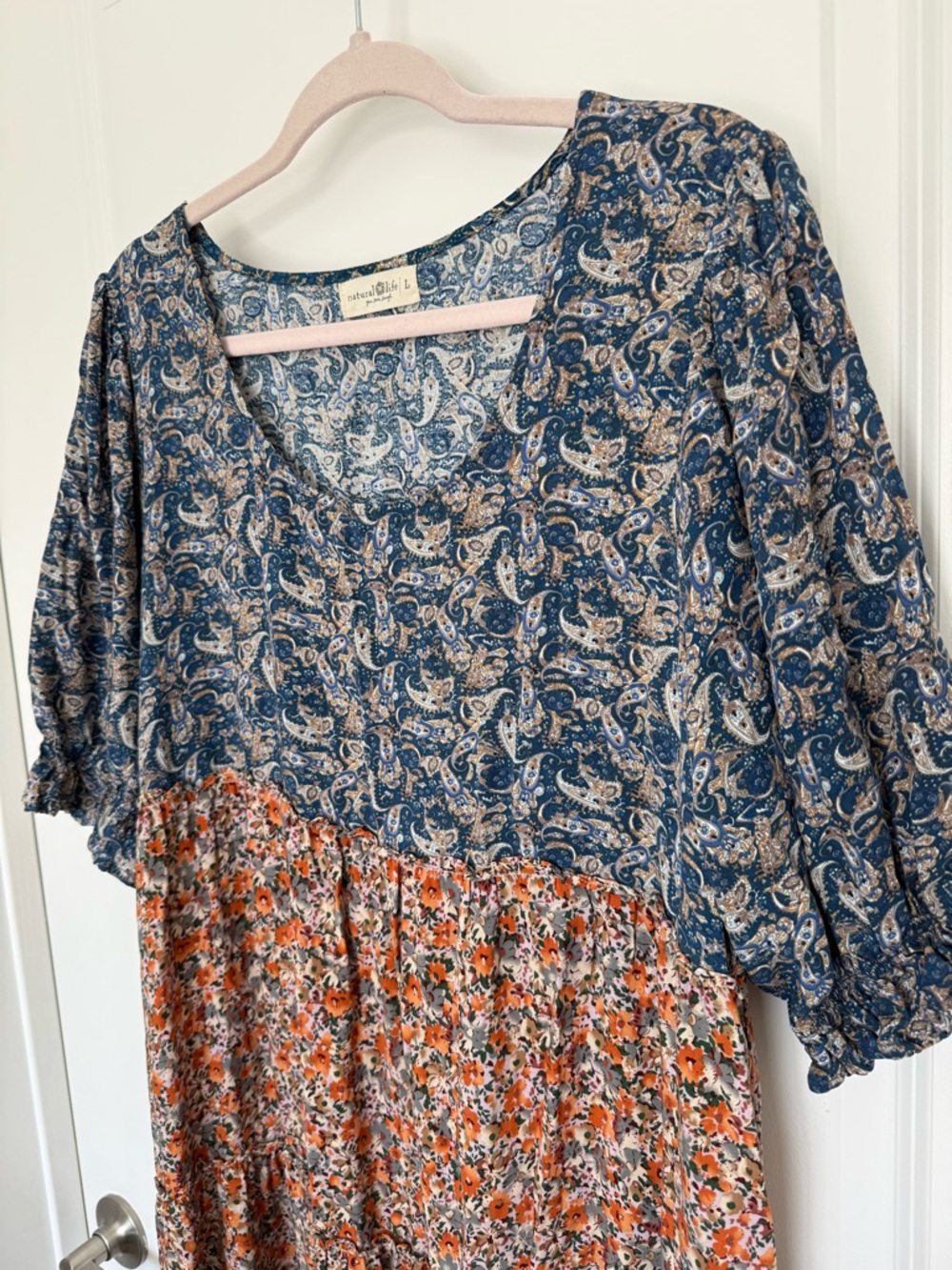 NATURAL LIFE Blue and Multi Colored Floral Tiered Maxi Dress - Picture 4 of 10